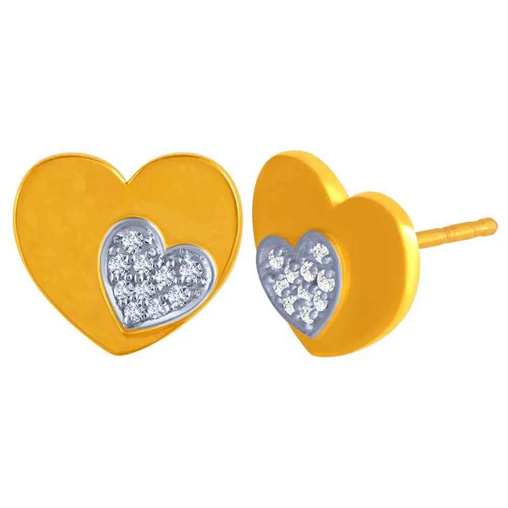 Double Heart 14k Gold  Earrings