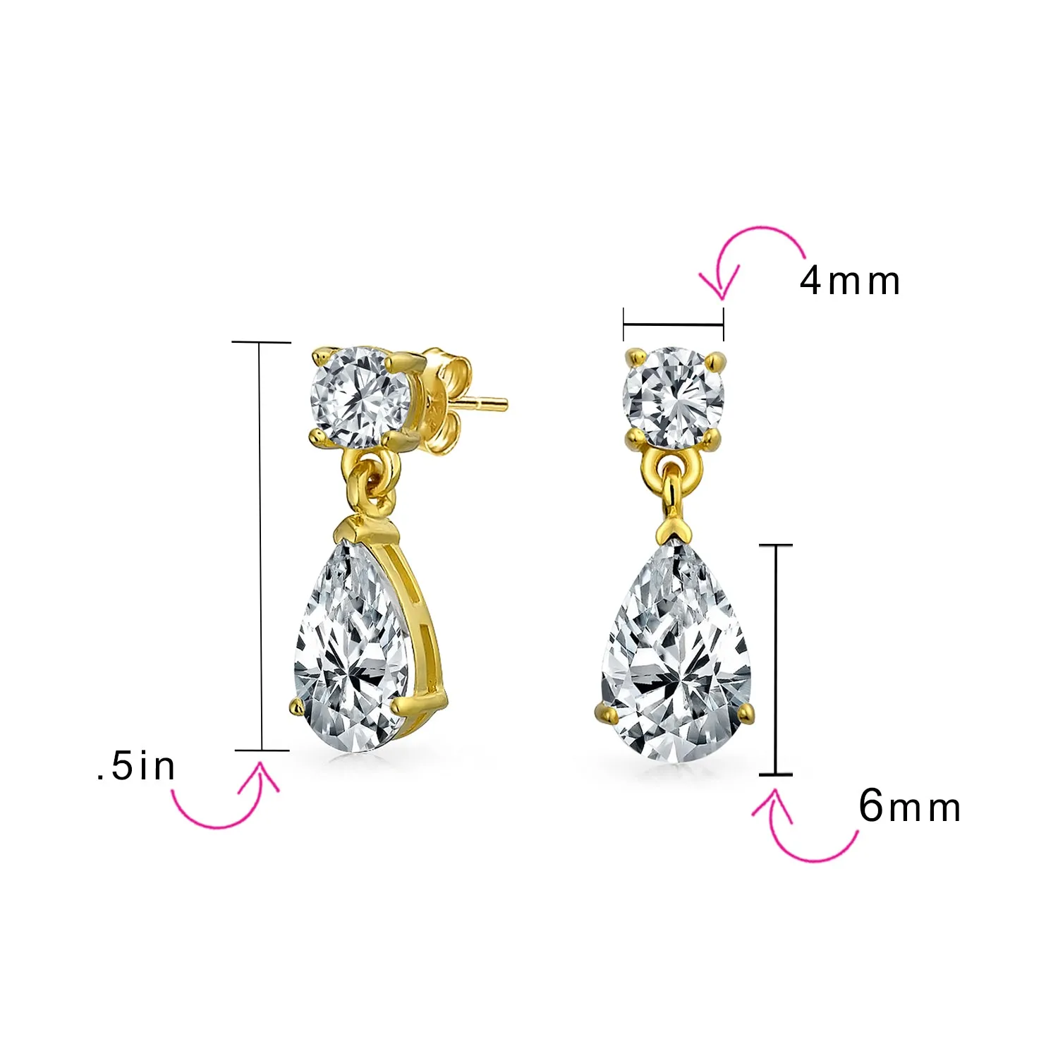 Elegant Bridal Dangle Chandelier Earrings with Cubic Zirconia Teardrop Pears