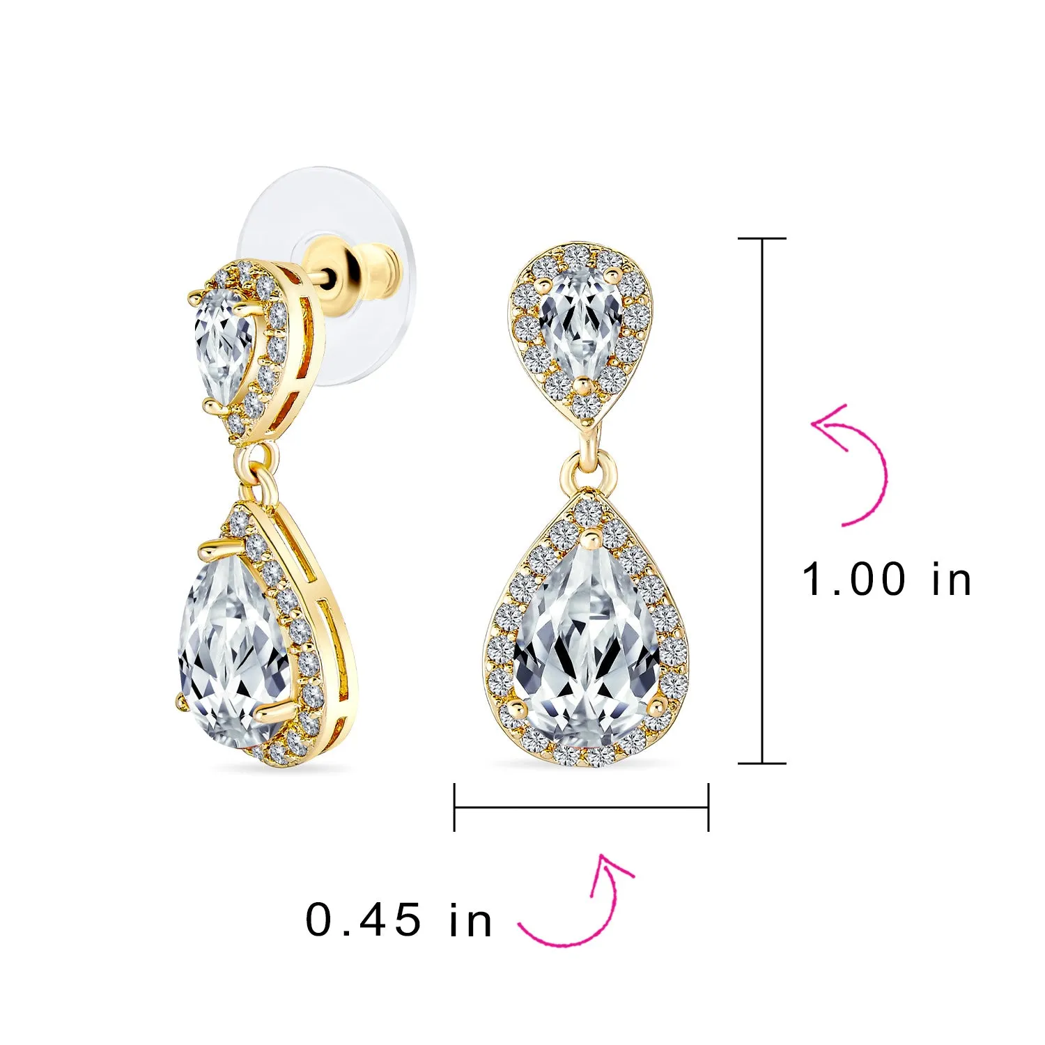 Elegant Bridal Dangle Chandelier Earrings with Cubic Zirconia Teardrop Pears