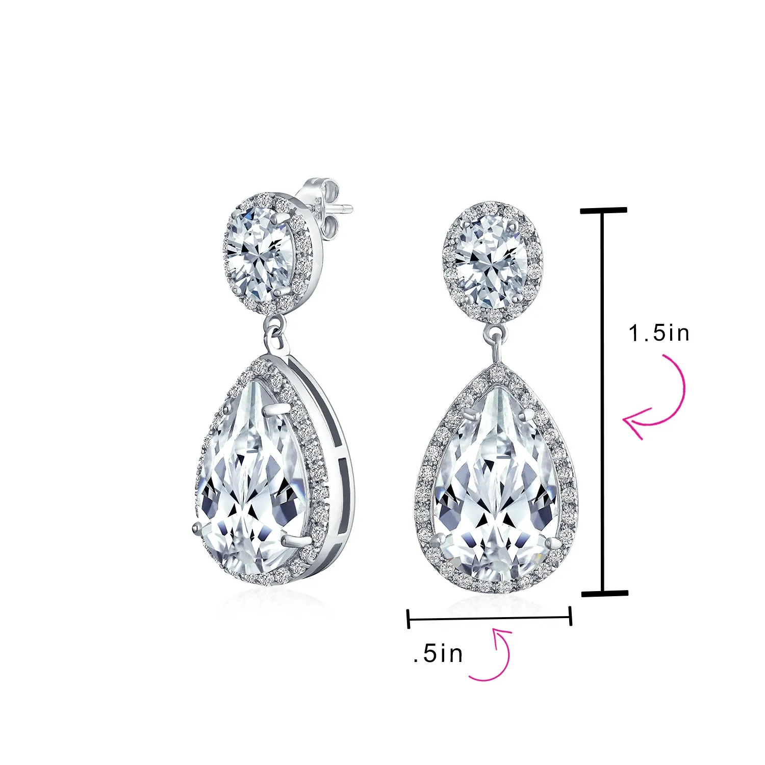 Elegant Bridal Dangle Chandelier Earrings with Cubic Zirconia Teardrop Pears