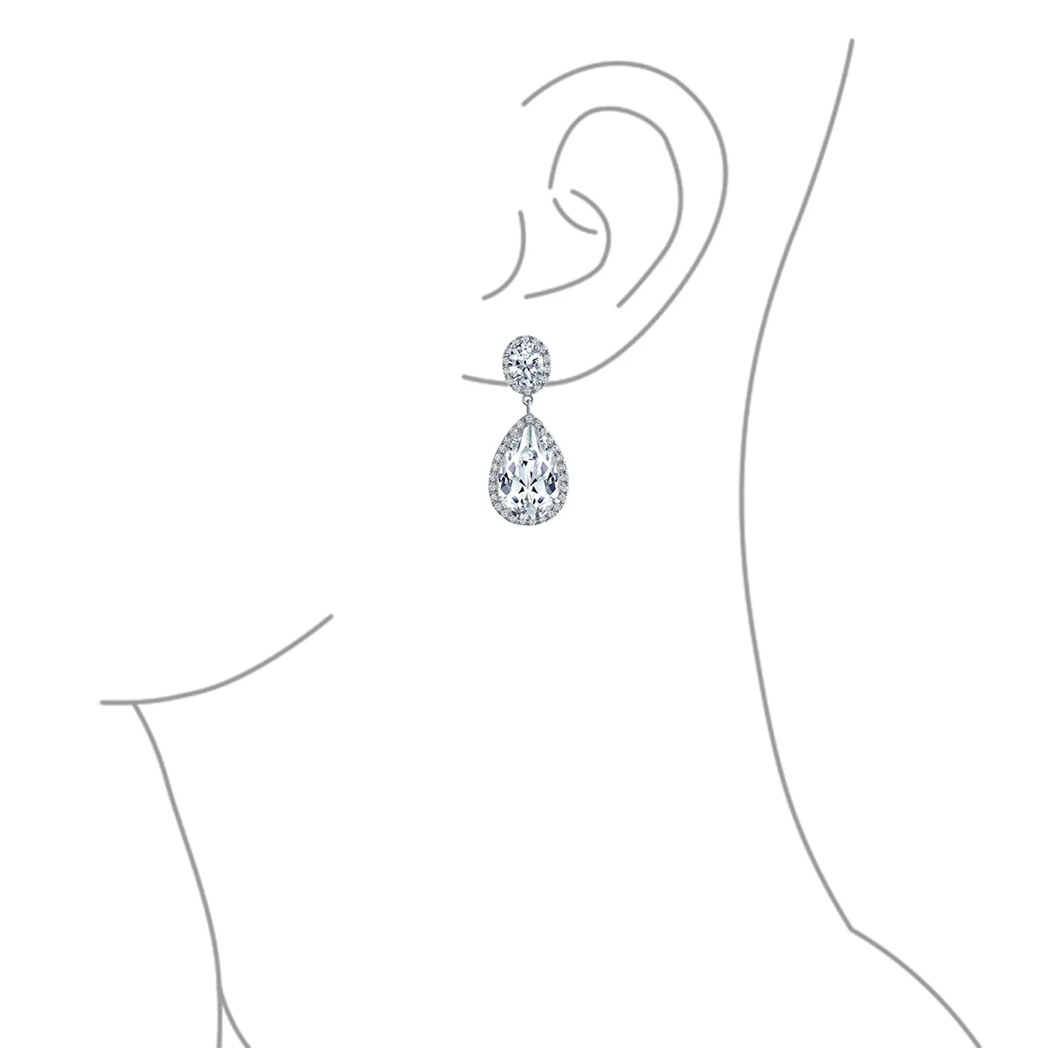 Elegant Bridal Dangle Chandelier Earrings with Cubic Zirconia Teardrop Pears