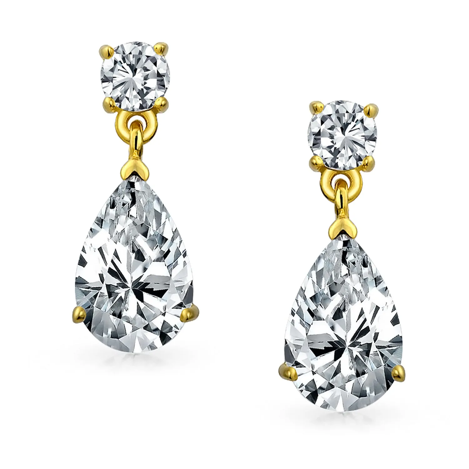 Elegant Bridal Dangle Chandelier Earrings with Cubic Zirconia Teardrop Pears