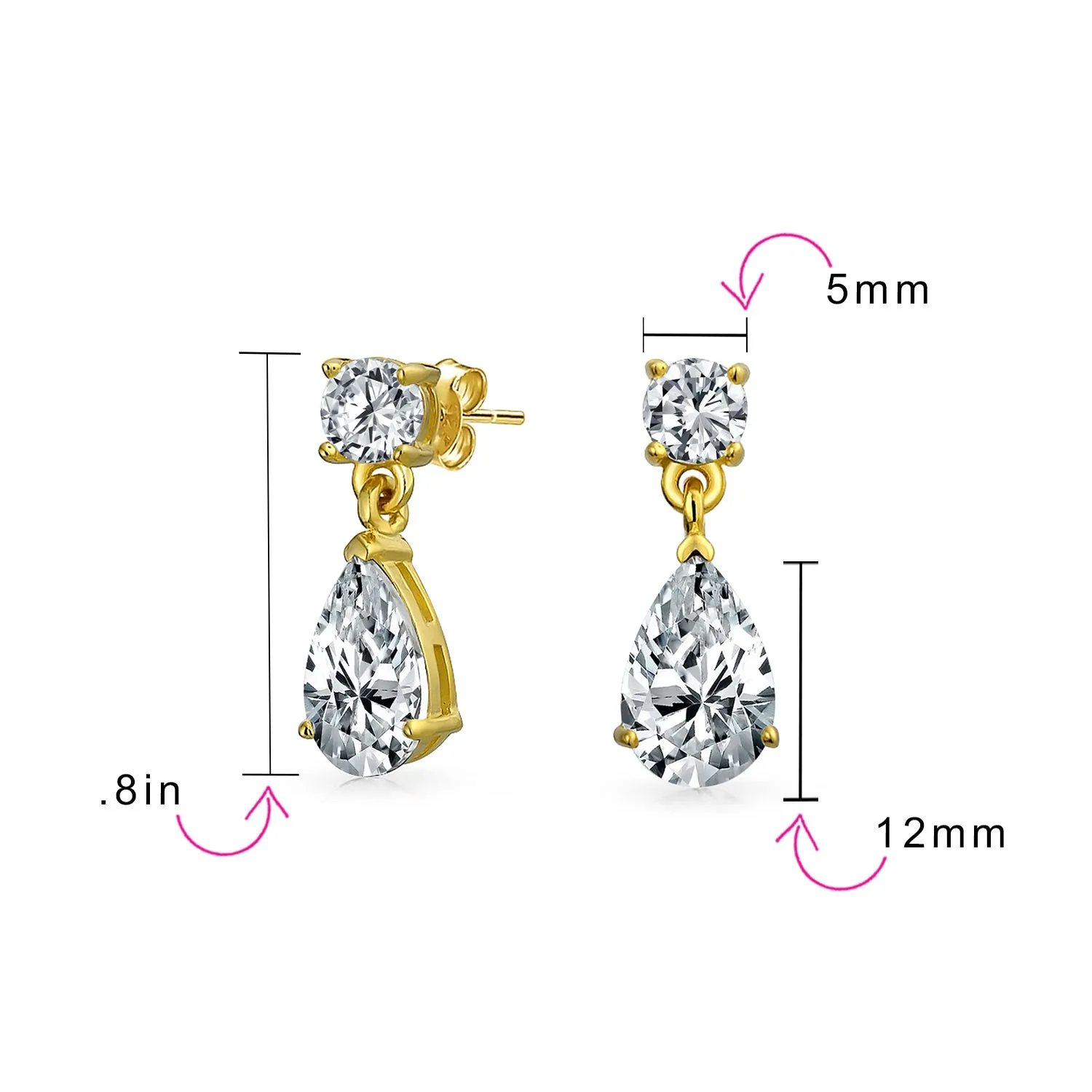 Elegant Bridal Dangle Chandelier Earrings with Cubic Zirconia Teardrop Pears