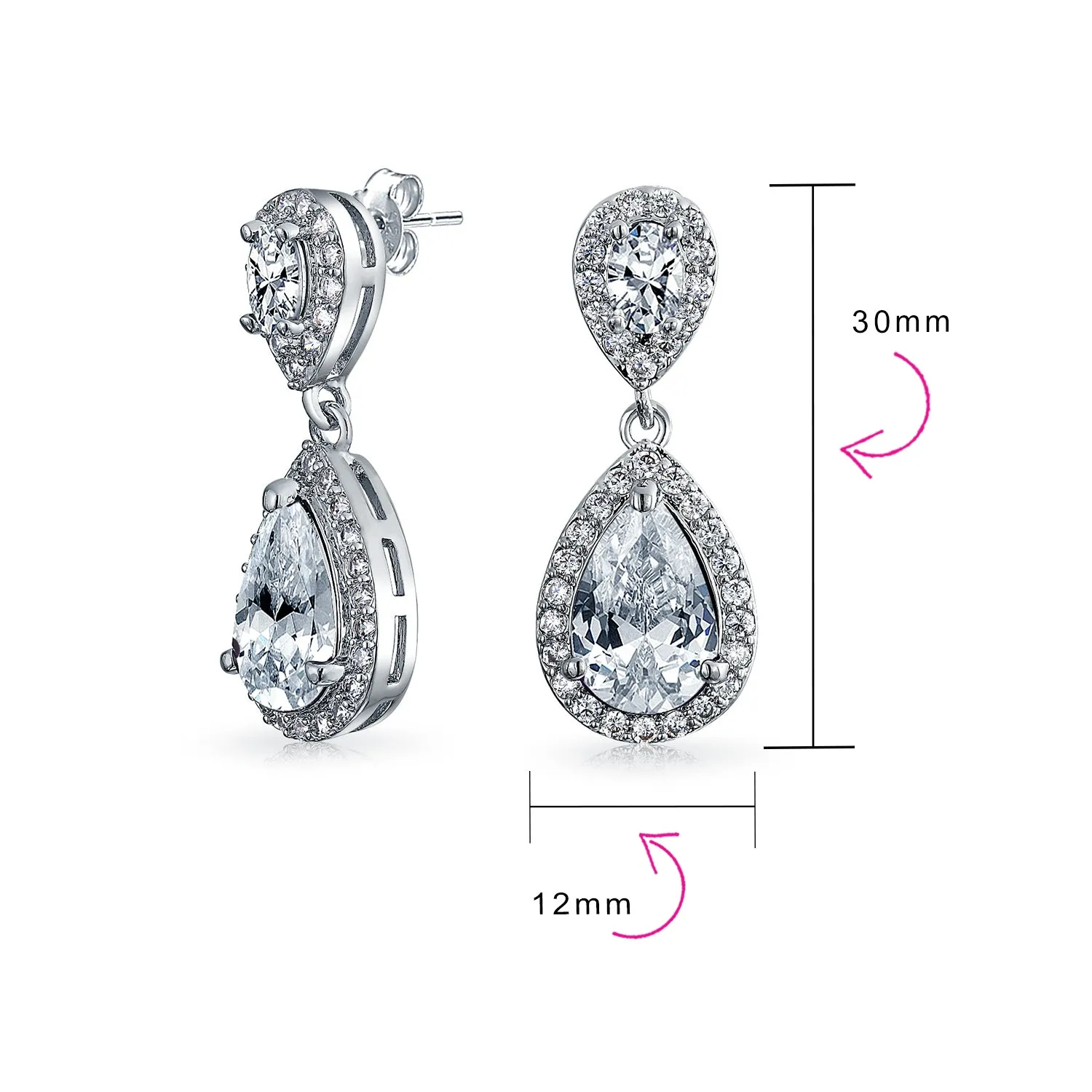 Elegant Bridal Dangle Chandelier Earrings with Cubic Zirconia Teardrop Pears