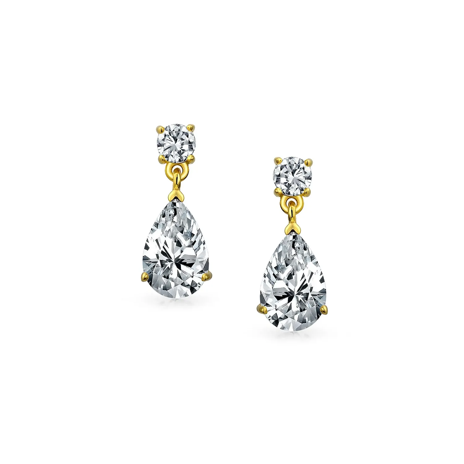 Elegant Bridal Dangle Chandelier Earrings with Cubic Zirconia Teardrop Pears