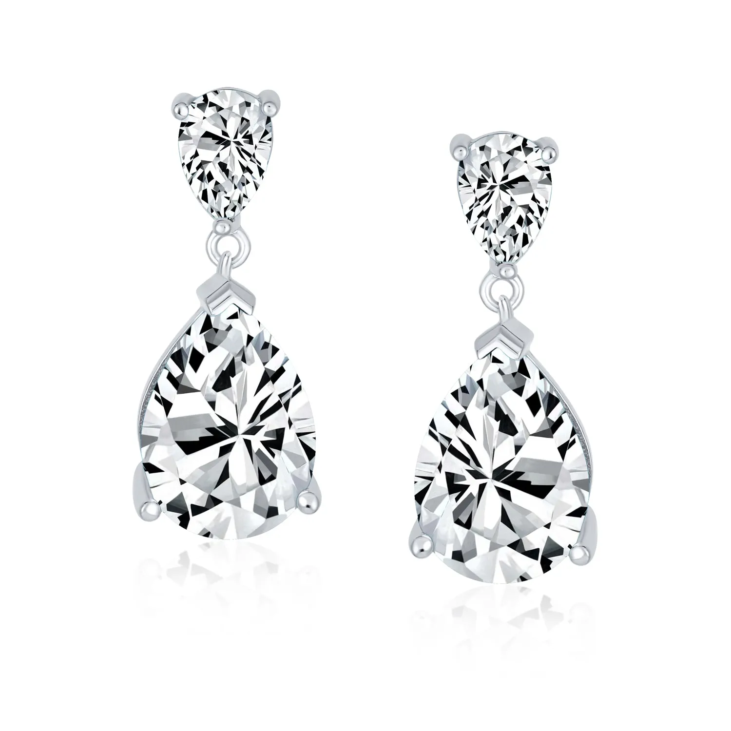 Elegant Bridal Dangle Chandelier Earrings with Cubic Zirconia Teardrop Pears