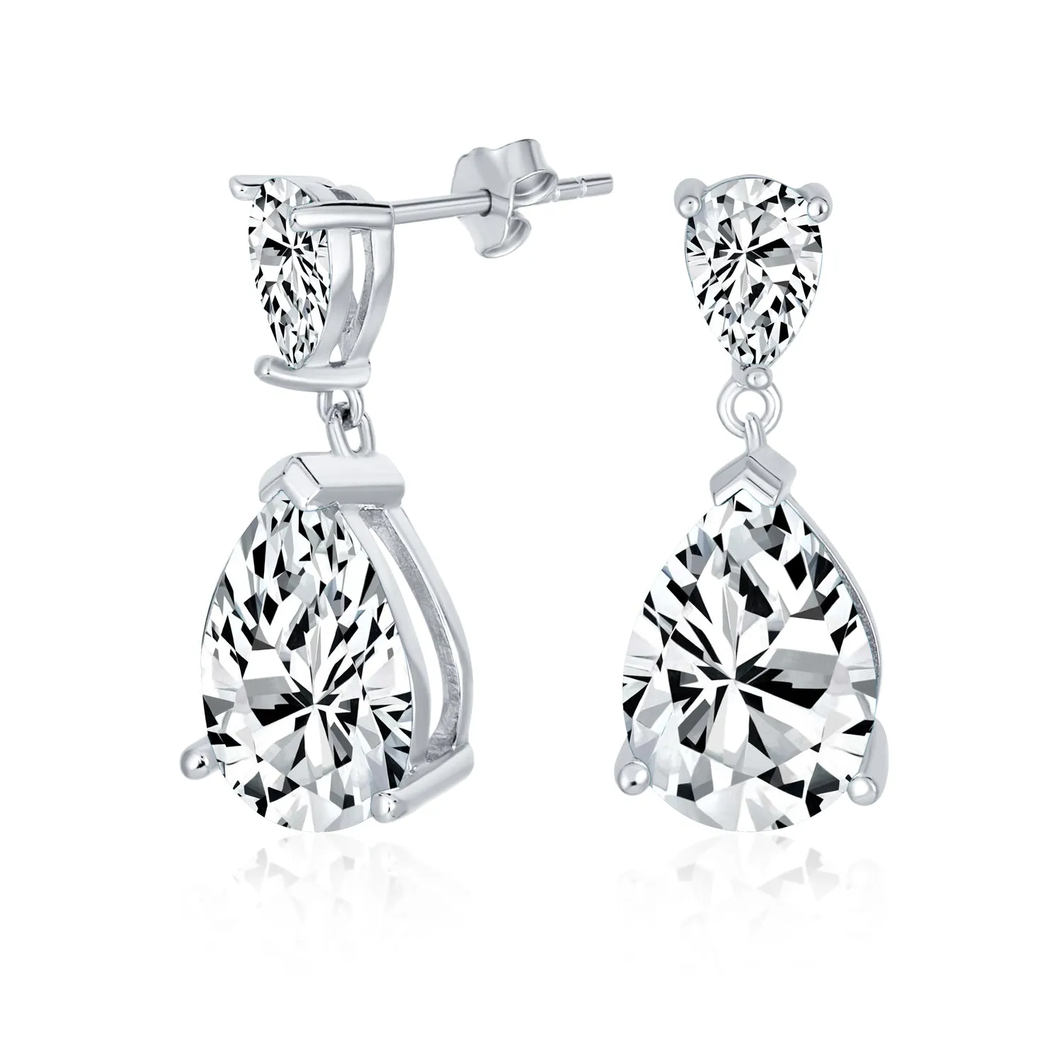 Elegant Bridal Dangle Chandelier Earrings with Cubic Zirconia Teardrop Pears