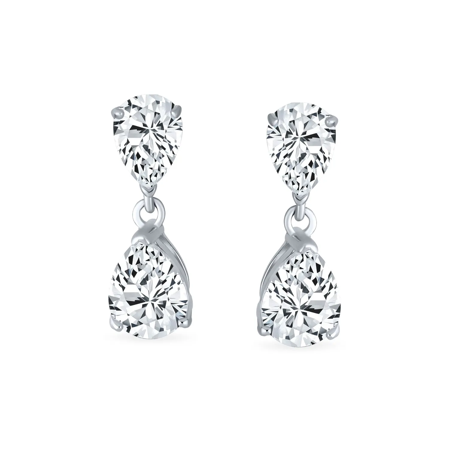 Elegant Bridal Dangle Chandelier Earrings with Cubic Zirconia Teardrop Pears