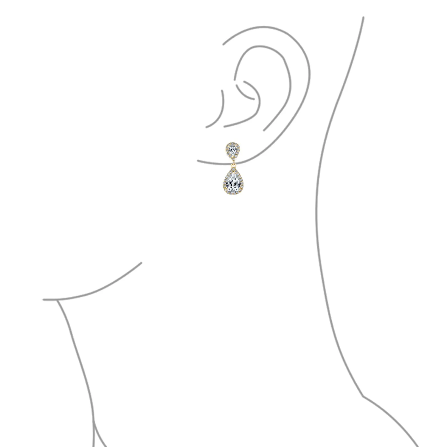 Elegant Bridal Dangle Chandelier Earrings with Cubic Zirconia Teardrop Pears