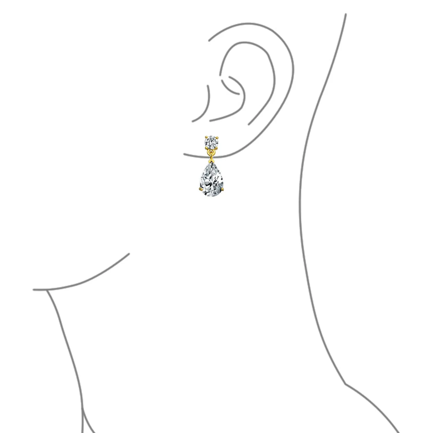 Elegant Bridal Dangle Chandelier Earrings with Cubic Zirconia Teardrop Pears