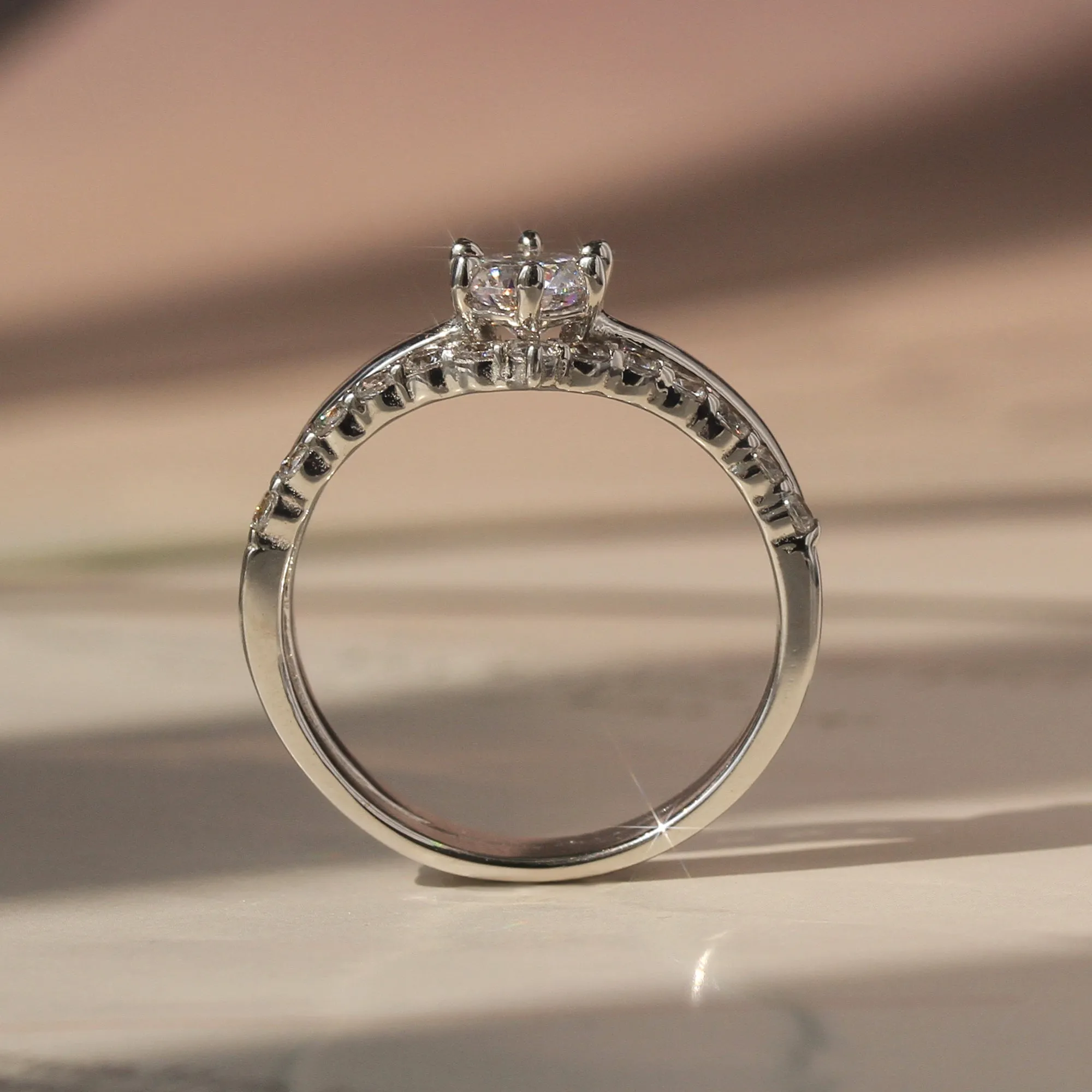 Elegant CrownGlow: Solitaire Engagement Ring