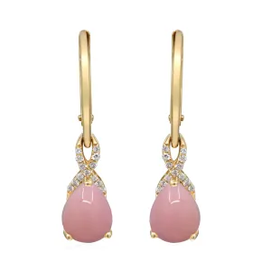 Emmie 10K Yellow Gold Pear-cut Peruvian Pink Opal Earrings