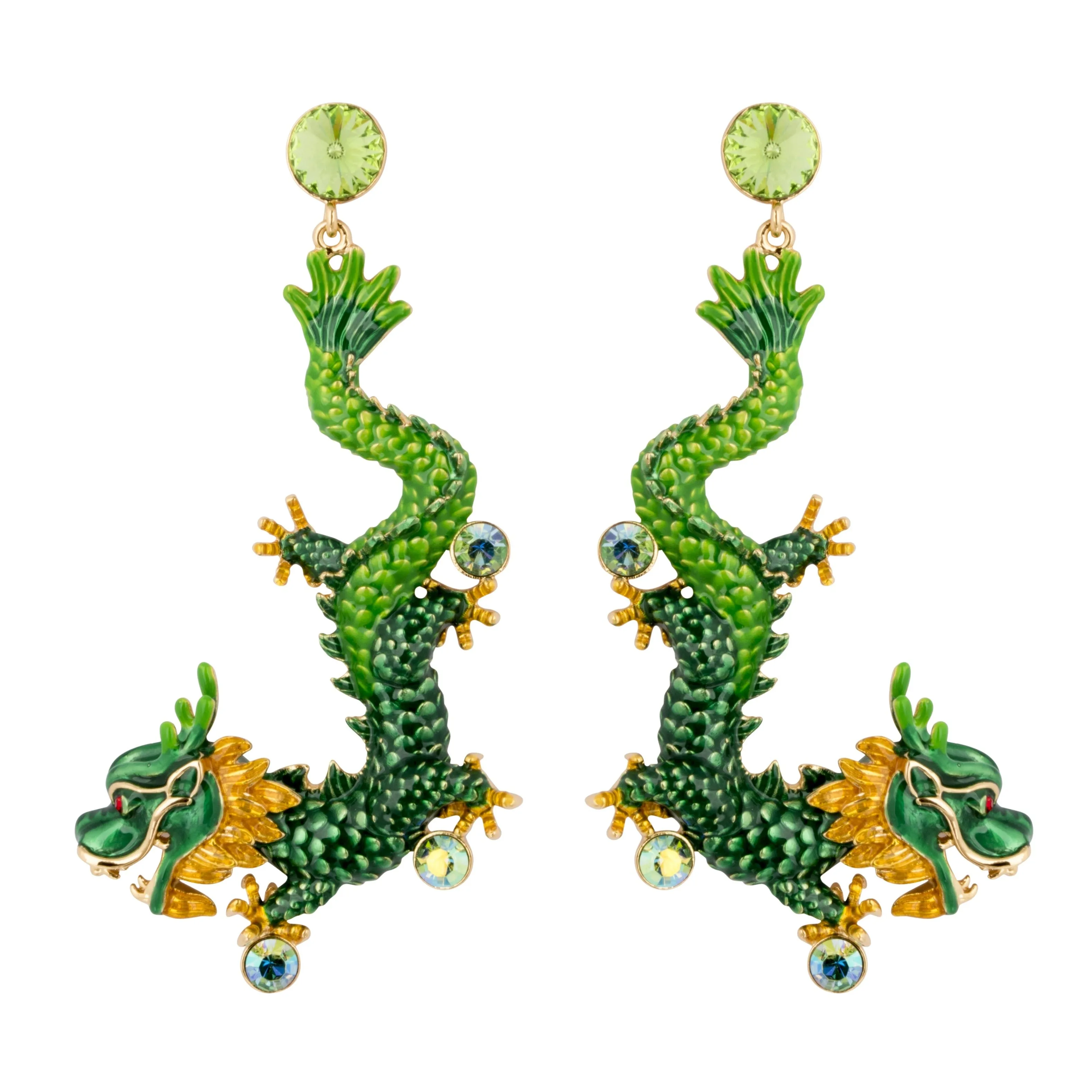 Enamel Chinese Dragon Earrings