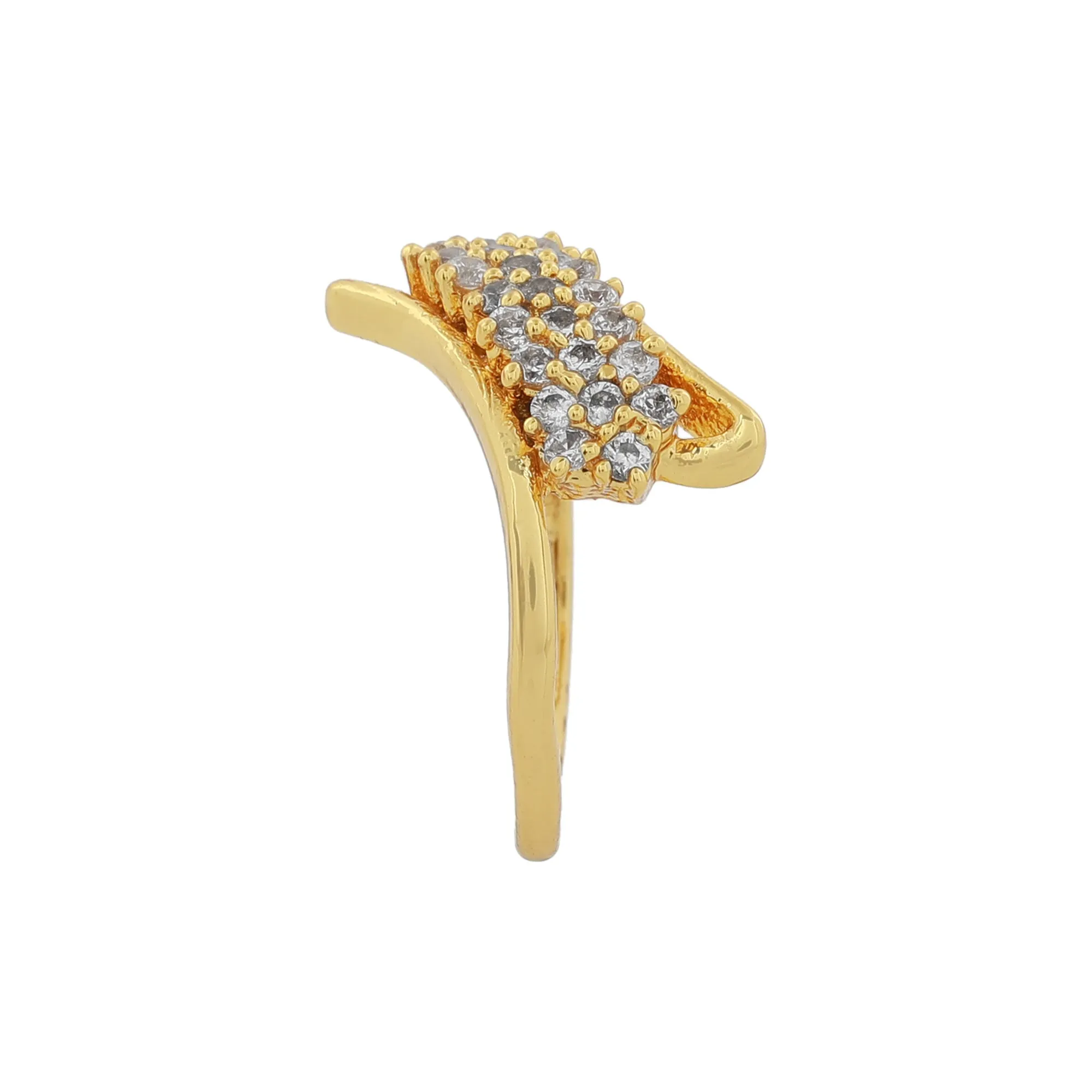 Estele Gold Plated CZ Classic Designer Ring for Women