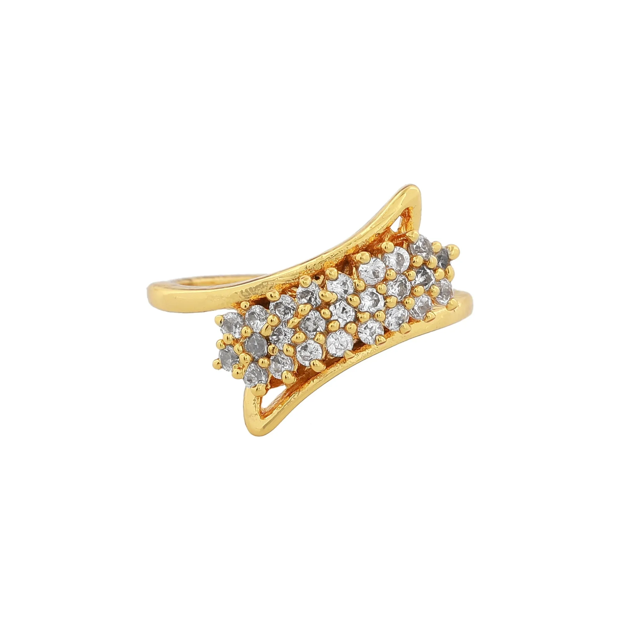 Estele Gold Plated CZ Classic Designer Ring for Women