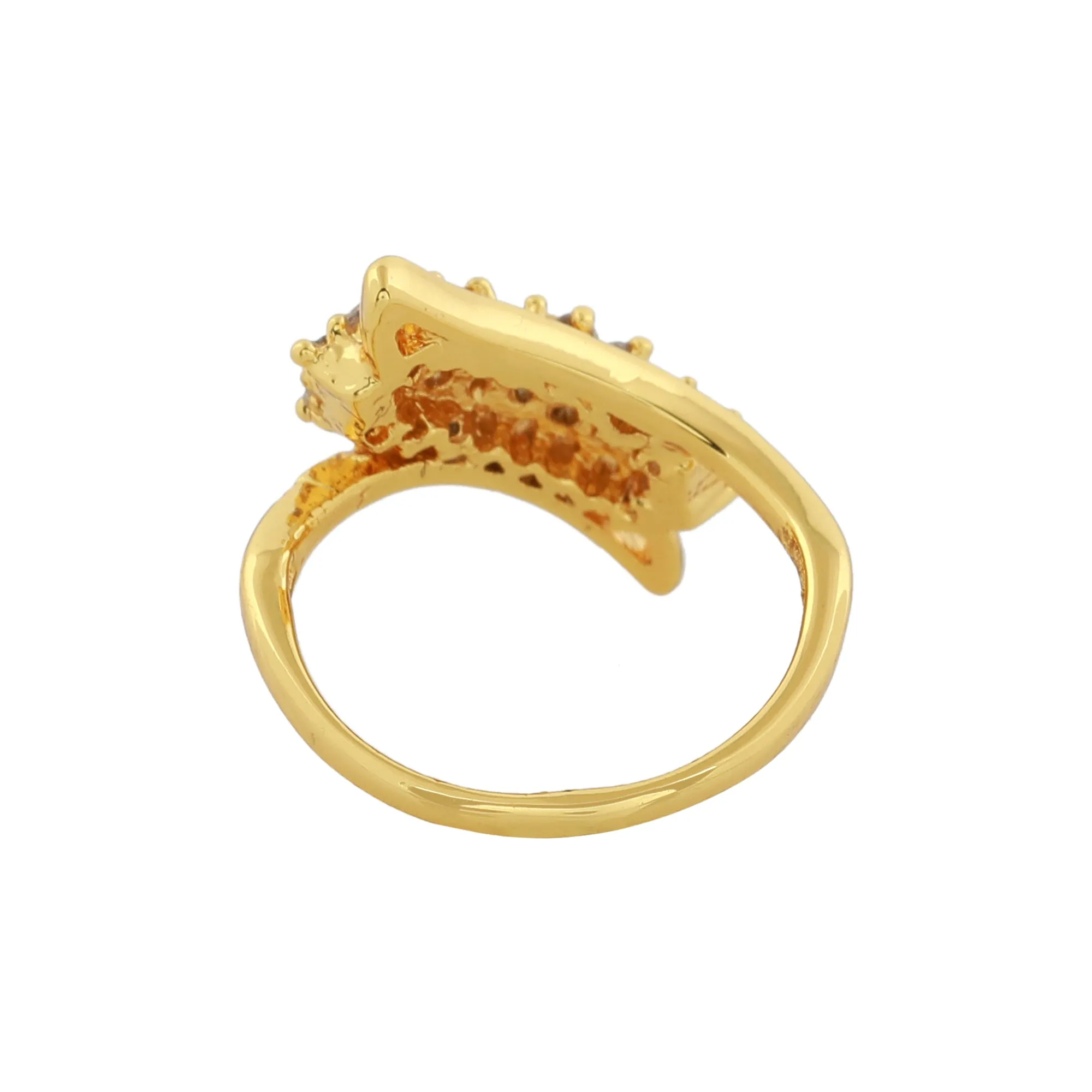 Estele Gold Plated CZ Classic Designer Ring for Women