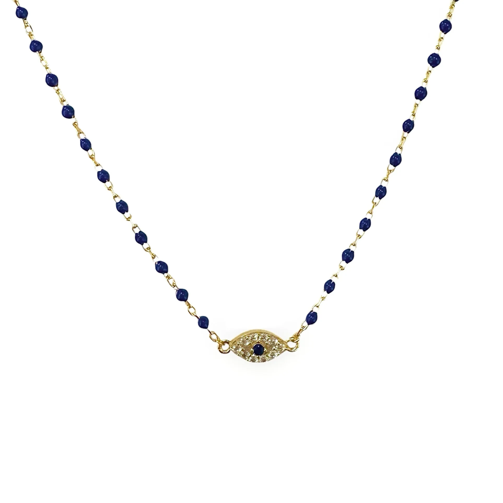 Evil Eye Color Beaded Chain Choker