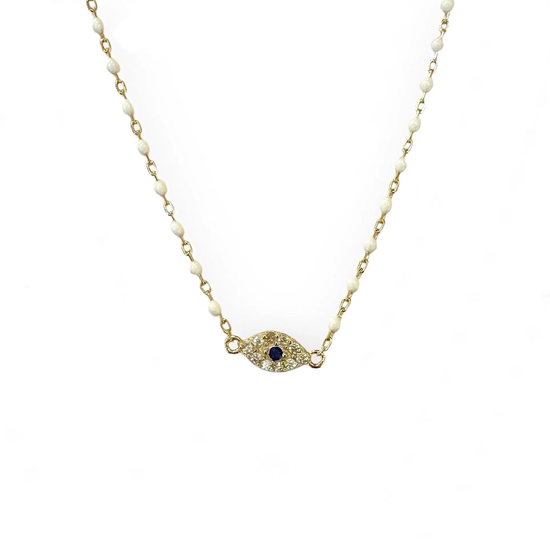 Evil Eye Color Beaded Chain Choker