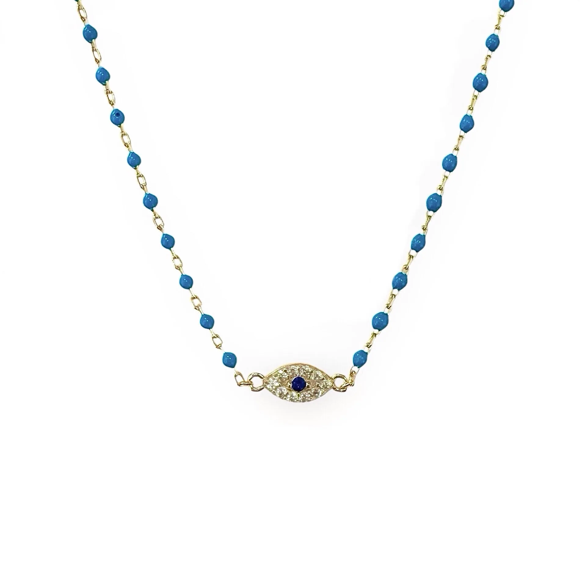 Evil Eye Color Beaded Chain Choker