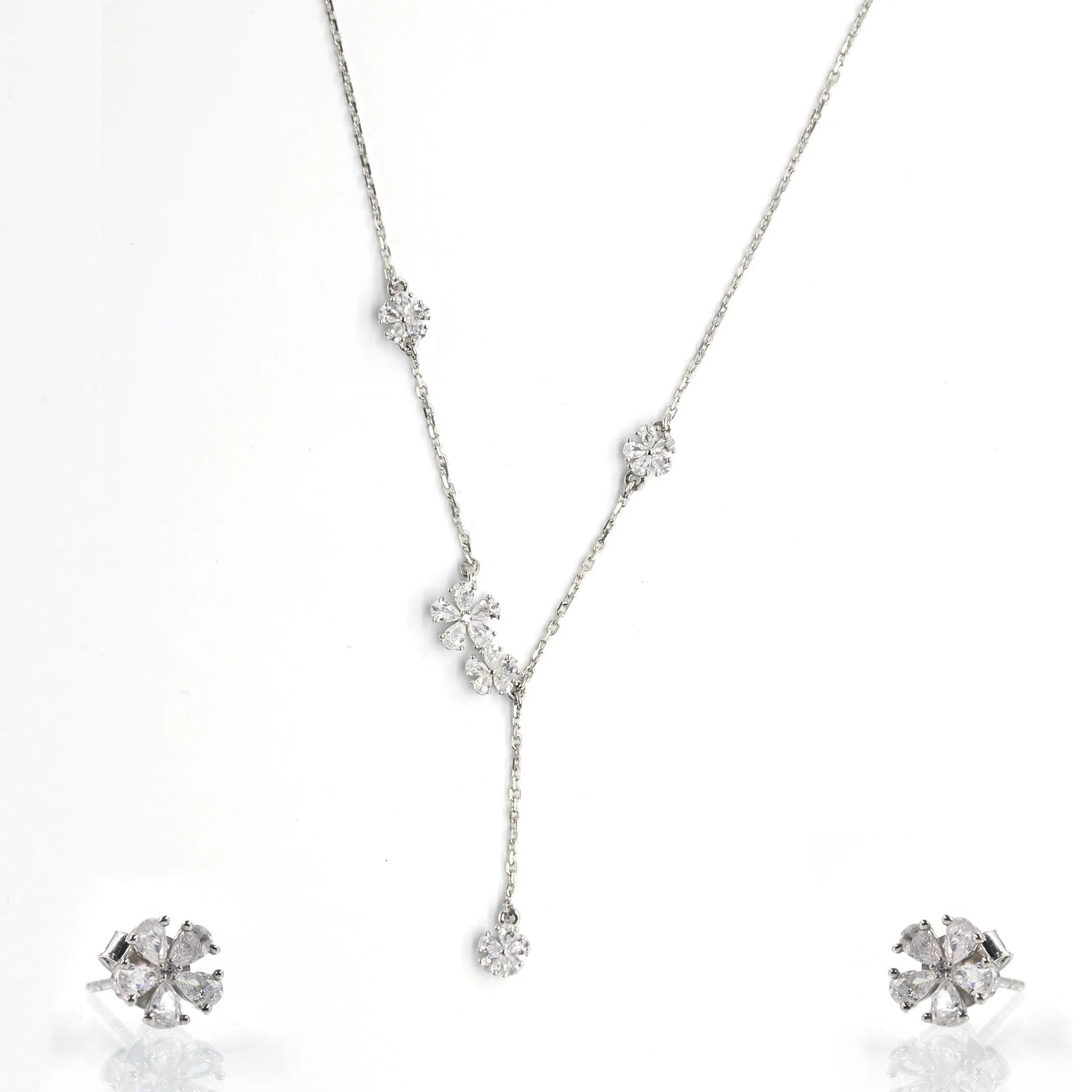 Exquisite 925 Sterling Silver Pendant Necklace & Earring Set - Complete Jewelry Collection