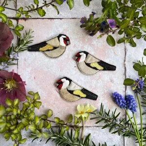 Fabric Goldfinch brooch