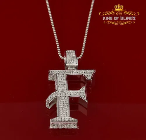 Fancy 925 Silver White Initial Letter F Pendant with 11.37ct Cubic Zirconia