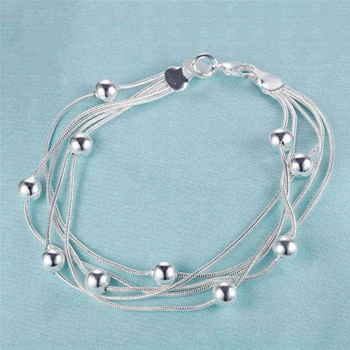 Fashion Silver Beads chain bracelet women lady gift