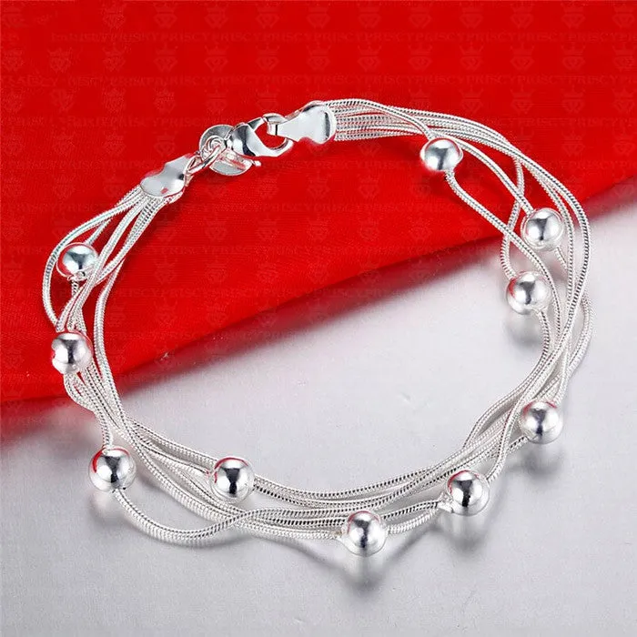 Fashion Silver Beads chain bracelet women lady gift