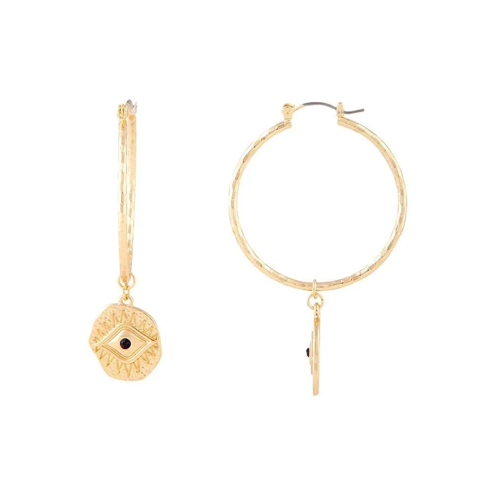 Gold Evil Eye Hoop Earring