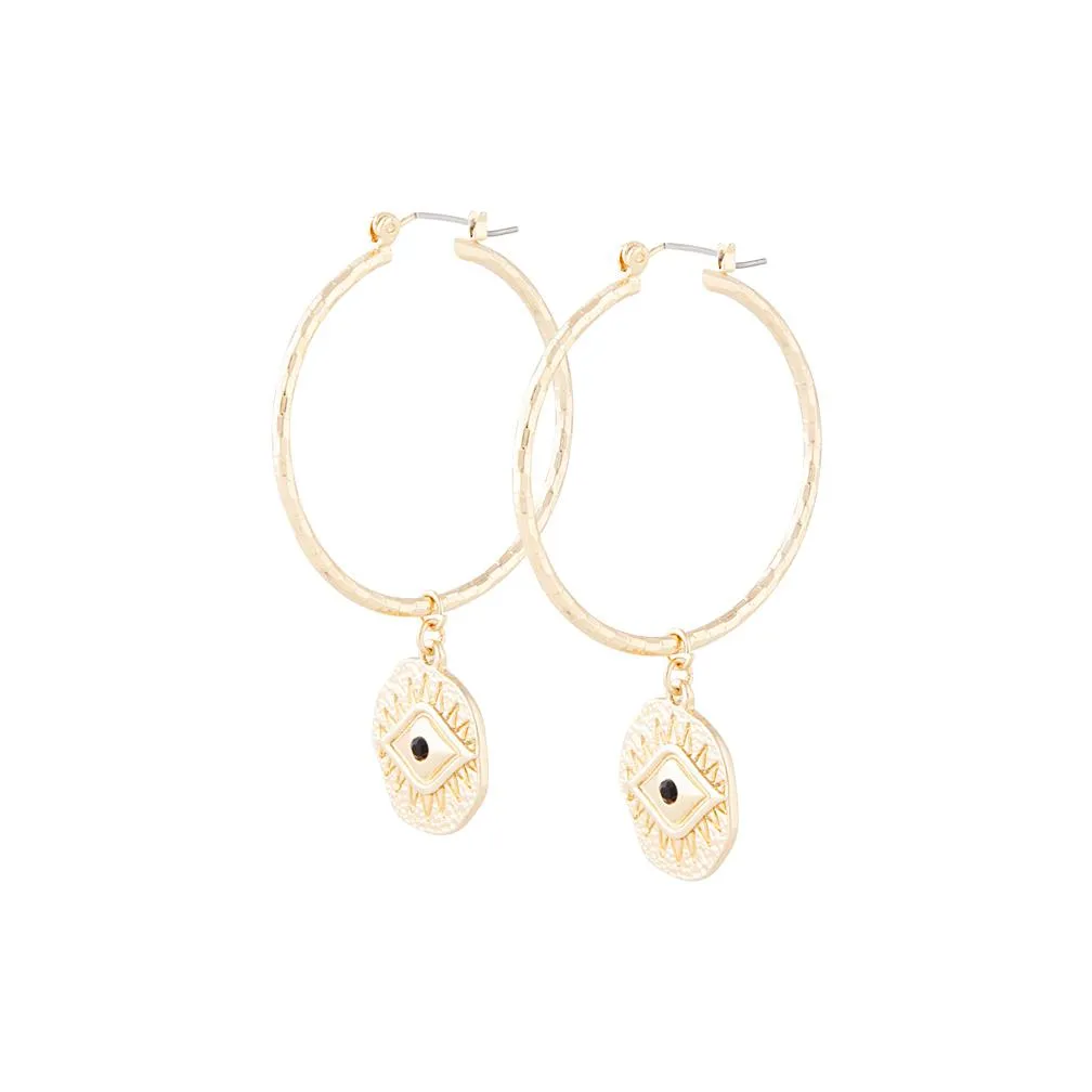 Gold Evil Eye Hoop Earring