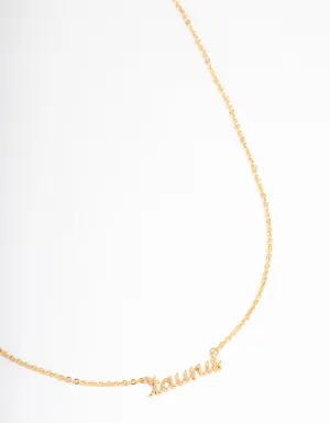 Gold Plated Taurus Script Pendant Necklace