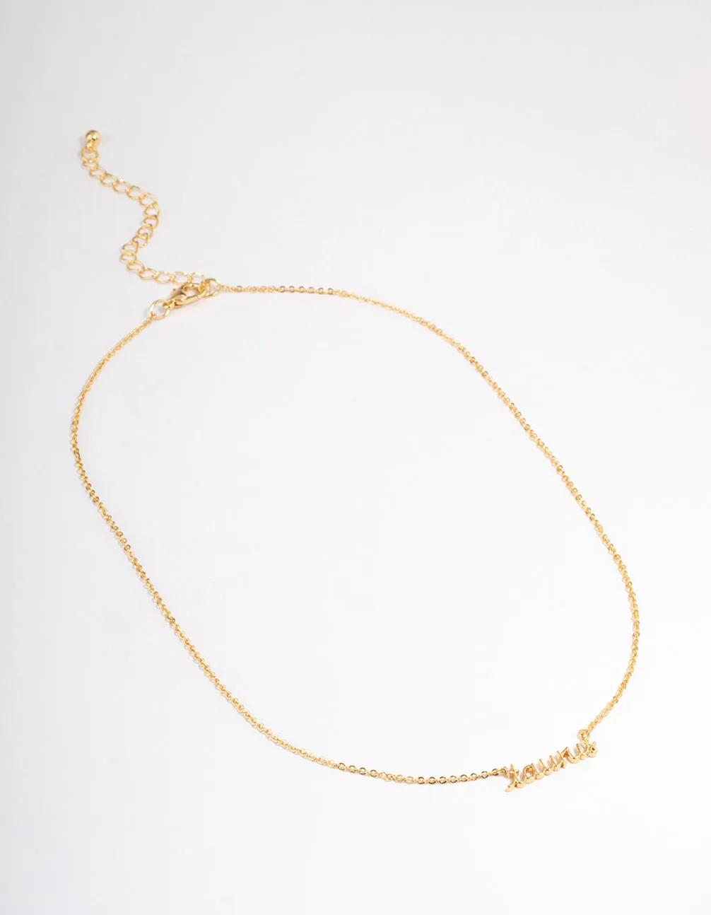 Gold Plated Taurus Script Pendant Necklace