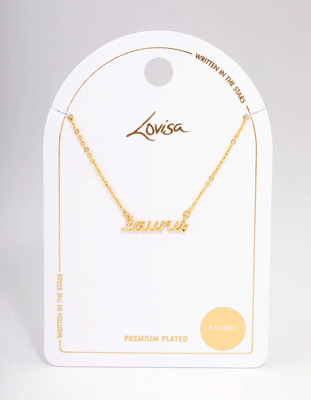 Gold Plated Taurus Script Pendant Necklace