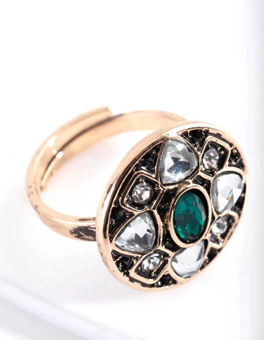 Gold Round Gem Ring