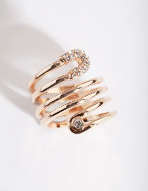 Gold Wrap Safety Pin Ring