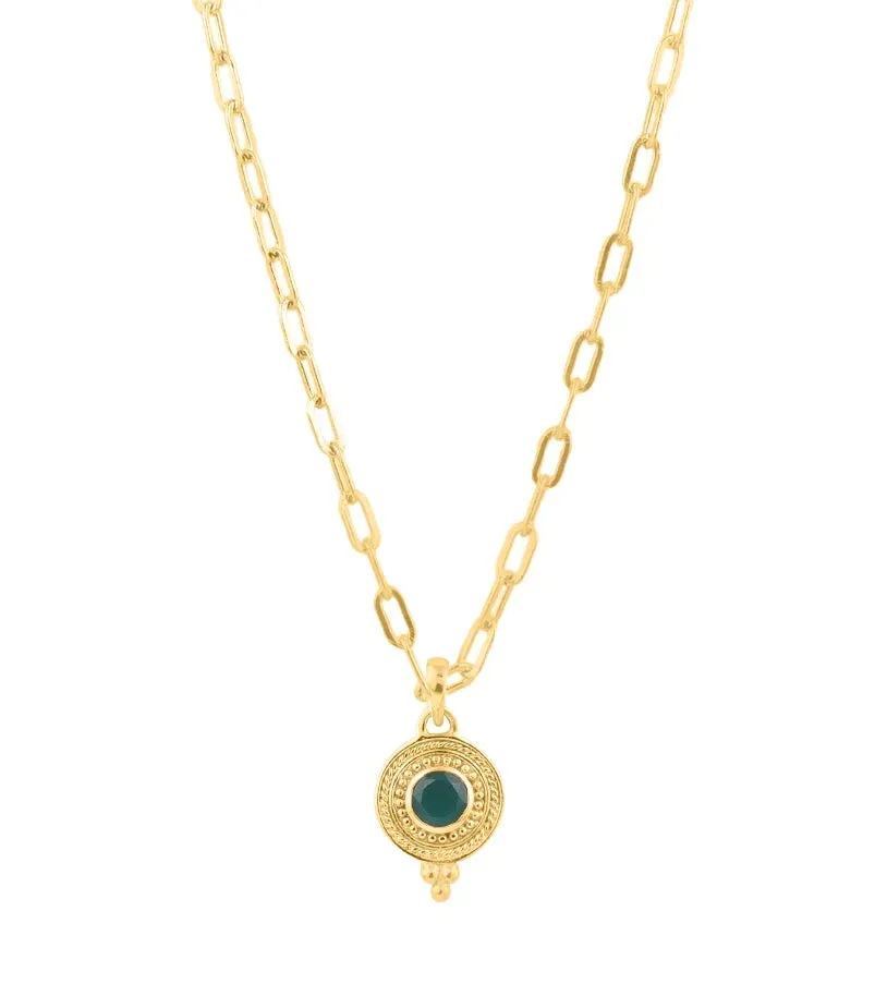 Green Onyx Disc Necklace