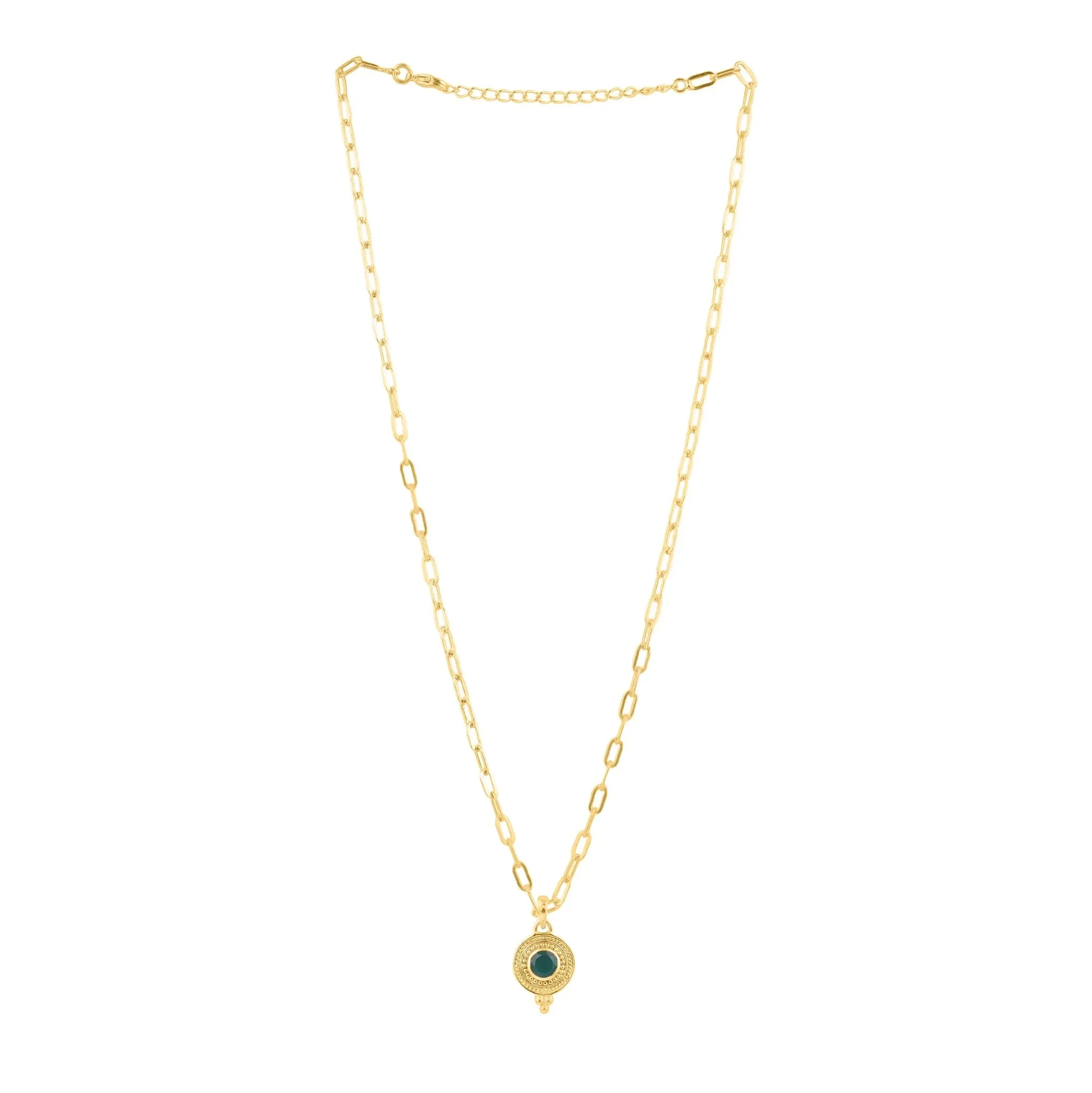 Green Onyx Disc Necklace