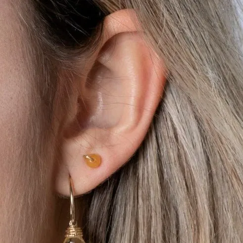 Gyros Stud Earrings (5mm) - Yellow Jade