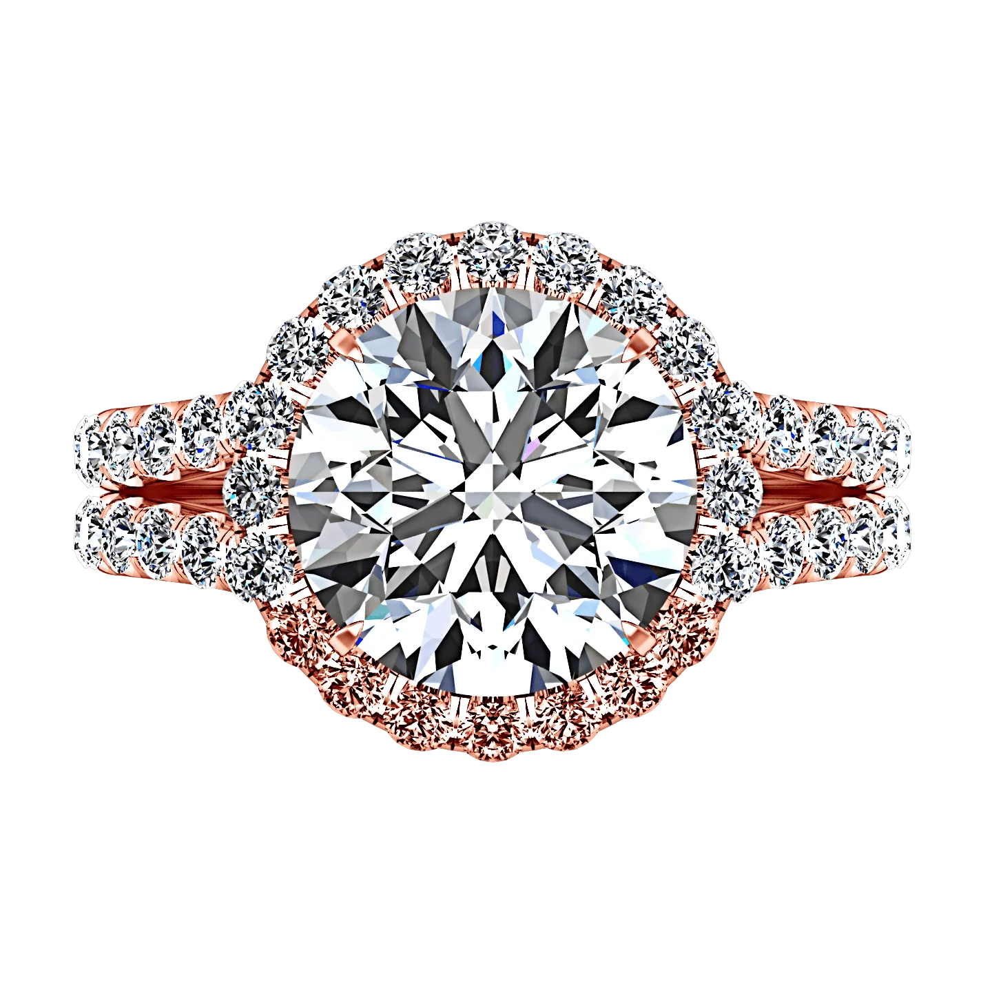 Halo Diamond  Engagement Ring Emotion 14K Rose Gold