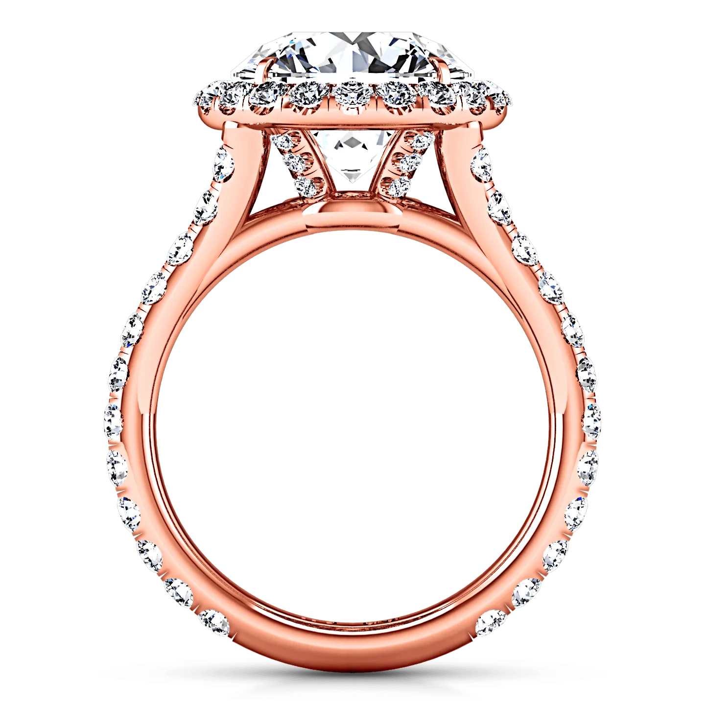 Halo Diamond  Engagement Ring Emotion 14K Rose Gold