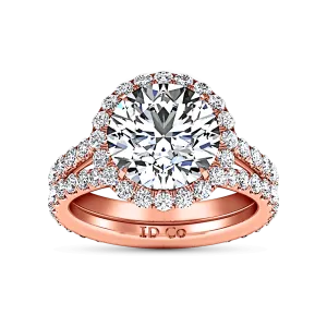 Halo Diamond  Engagement Ring Emotion 14K Rose Gold