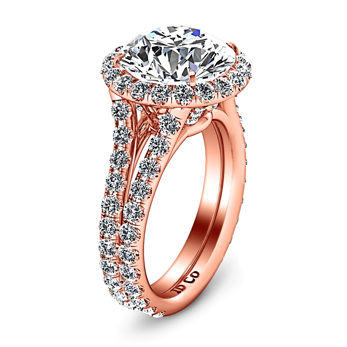 Halo Diamond  Engagement Ring Emotion 14K Rose Gold