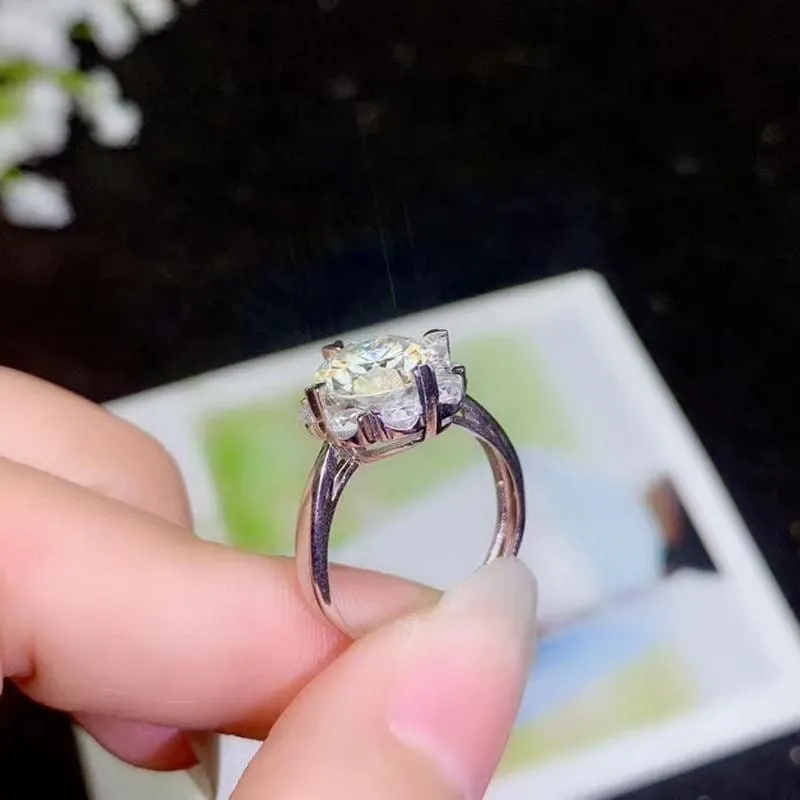 Halo Moissanite Engagement Ring, Silver Band 1 & 2 Carat Options