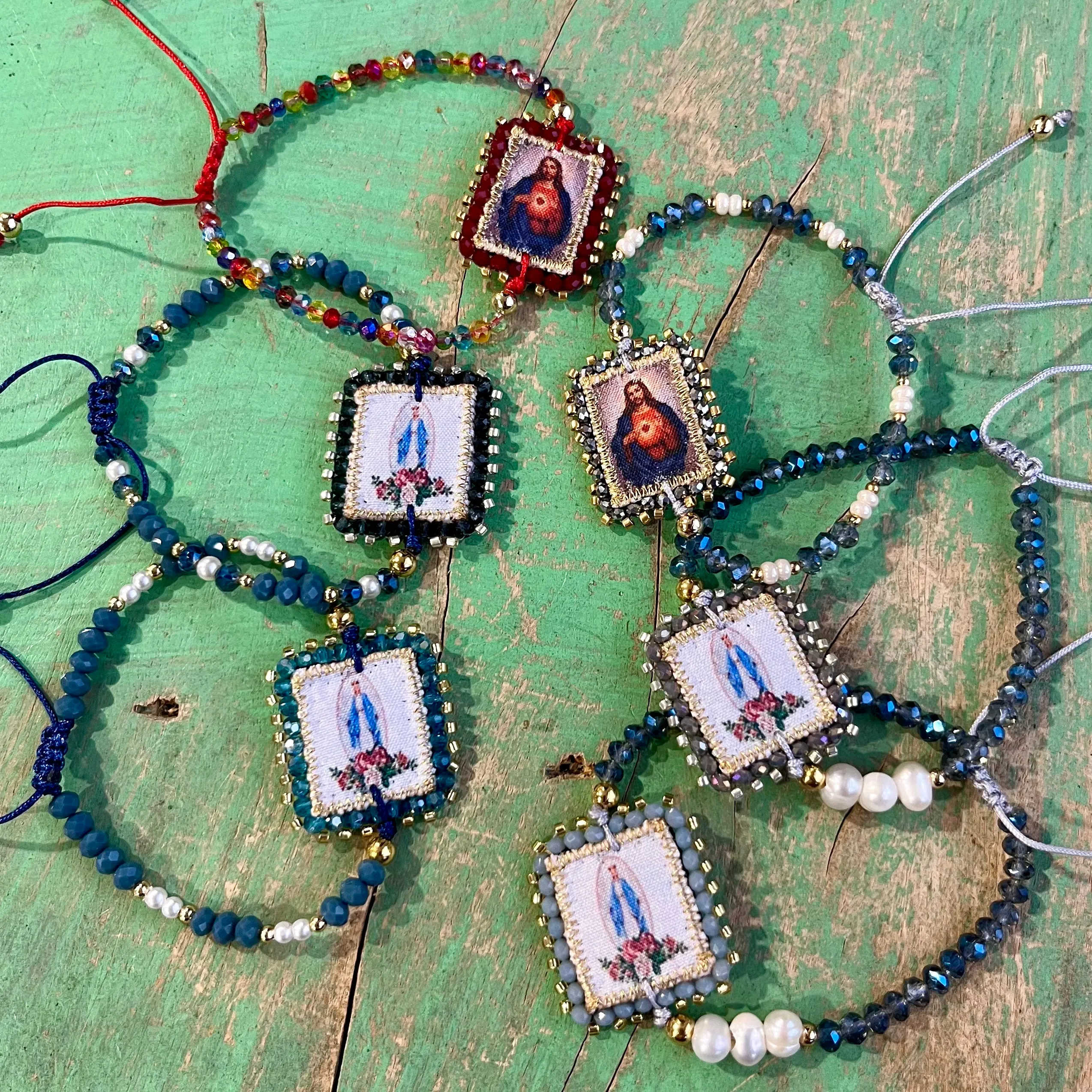 Hanging Beaded Scapular Bracelets