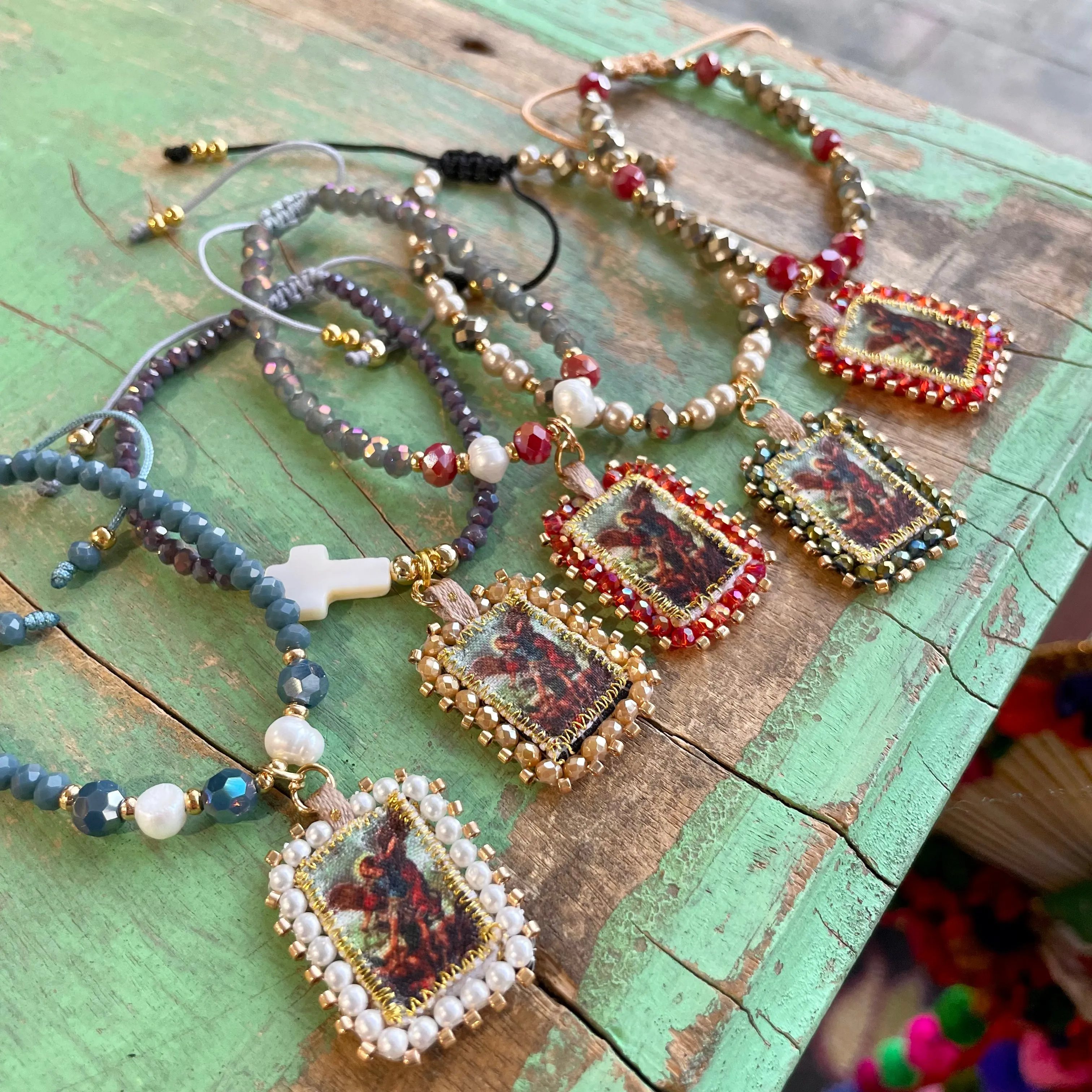 Hanging Beaded Scapular Bracelets