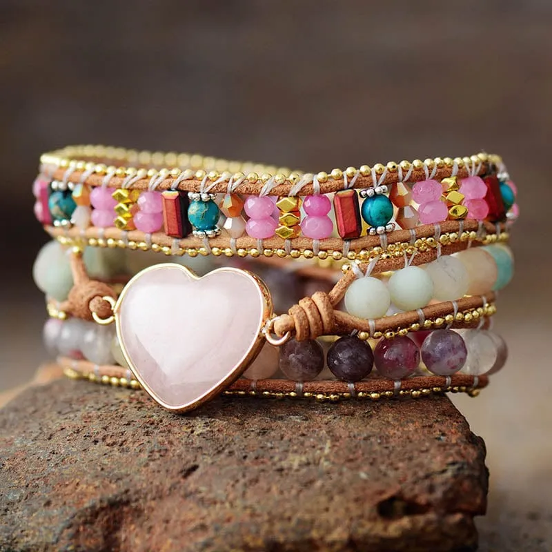 Heart Charm Wrap Bracelet