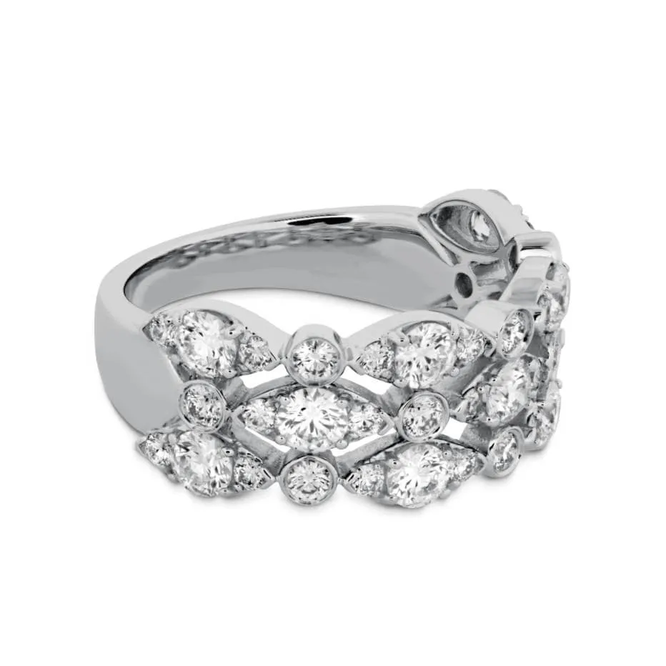 Hearts On Fire Bezel Regal Triple Diamond Set Ring