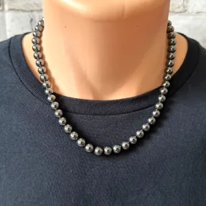 Hematite Mens Beaded Necklace