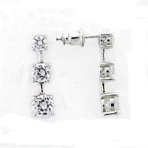 High-Polished 925 Sterling Silver Earrings with AAA Grade CZ in Clear for Women Clear Stone Color Style LOA379