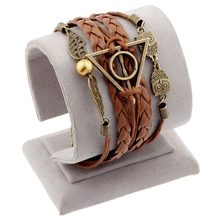 Hot men and women jewelry love owl charm bracelets anchor leather bracelet best friend friendship bracelets & bangles